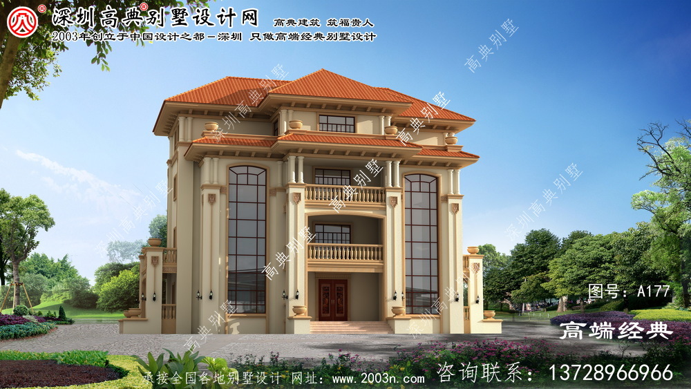 惠山區(qū)四層鄉(xiāng)村別墅的設(shè)計(jì)外觀時(shí)尚，布局經(jīng)典