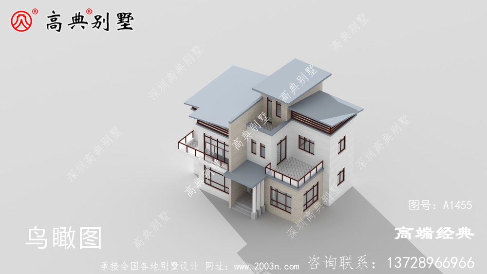 別墅效果圖正面, 整體配色復古大方