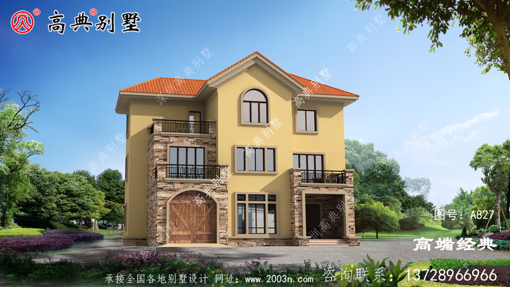 農村三層別墅帶堂屋便于生活起居