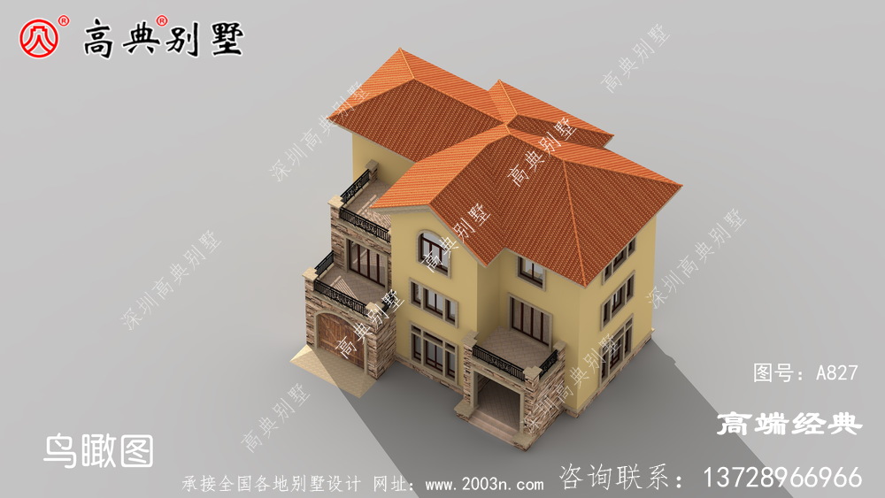 農村三層別墅帶堂屋便于生活起居