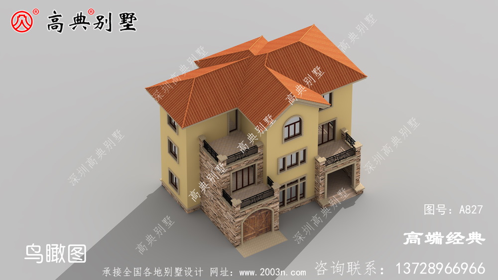 農村三層別墅帶堂屋便于生活起居