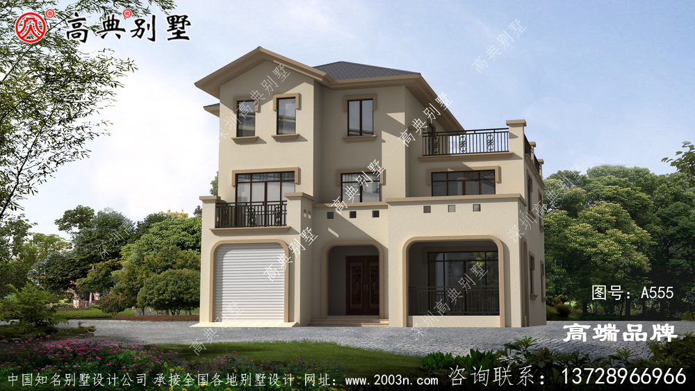 屋頂瓦面分布合理,門廊設計時尚優雅