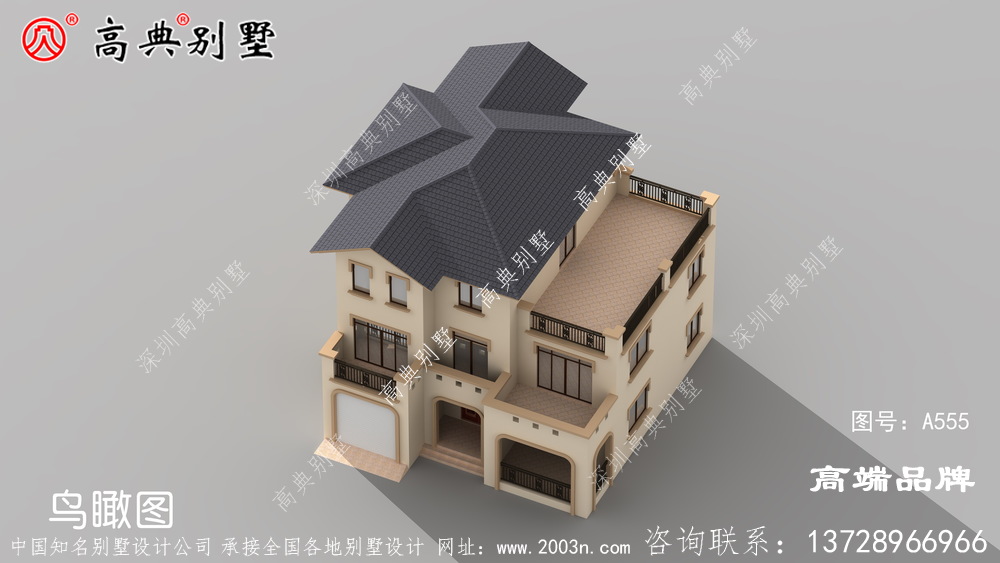 屋頂瓦面分布合理,門廊設計時尚優雅