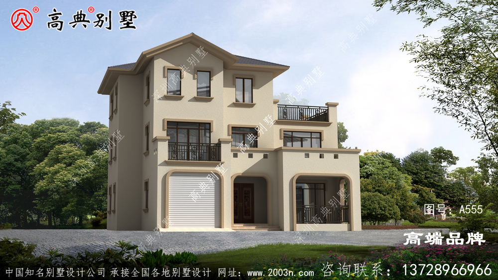 屋頂瓦面分布合理,門廊設計時尚優雅