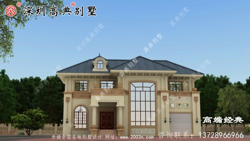 二層歐式別墅設計圖，外觀造型優雅，室內布局合理