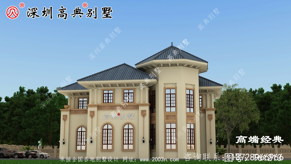 二層歐式別墅設計圖，外觀造型優雅，室內布局合理