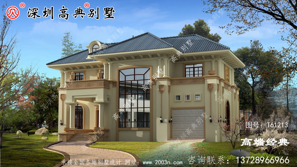 二層歐式別墅設計圖，外觀造型優雅，室內布局合理