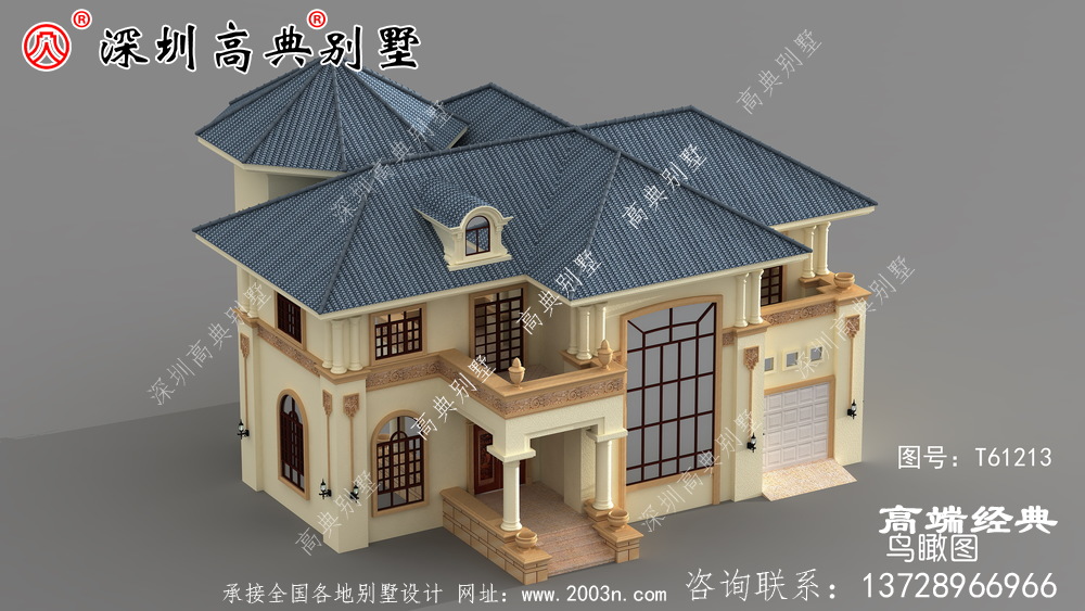 二層歐式別墅設計圖，外觀造型優雅，室內布局合理