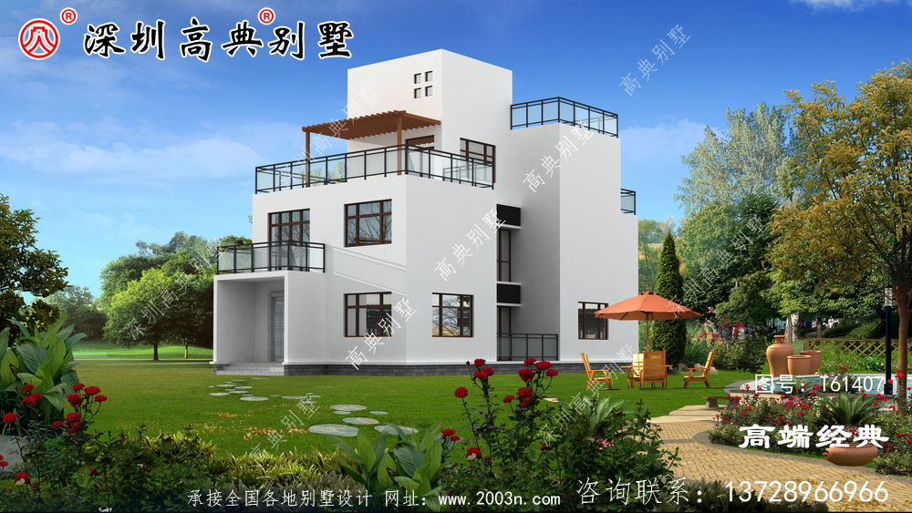 豪華三層別墅設(shè)計圖，外觀極其漂亮，配色新穎