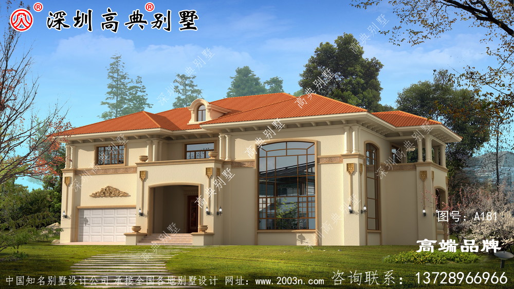 二層豪華別墅，農(nóng)村自建房圖，宅基地大的不這樣建就可惜了