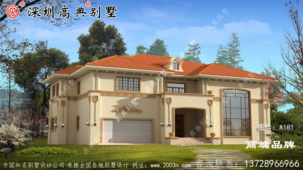 二層豪華別墅，農(nóng)村自建房圖，宅基地大的不這樣建就可惜了