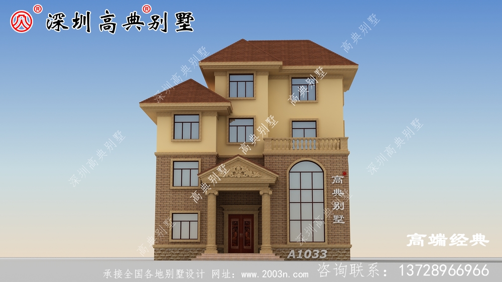 農(nóng)村自建房三層半樓外觀效果圖