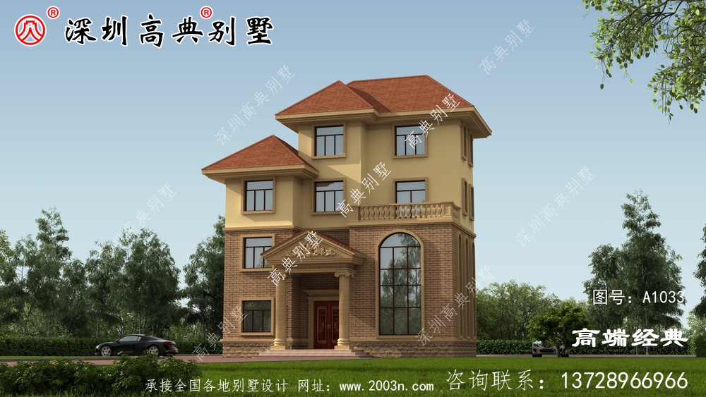 農(nóng)村自建房三層半樓外觀效果圖