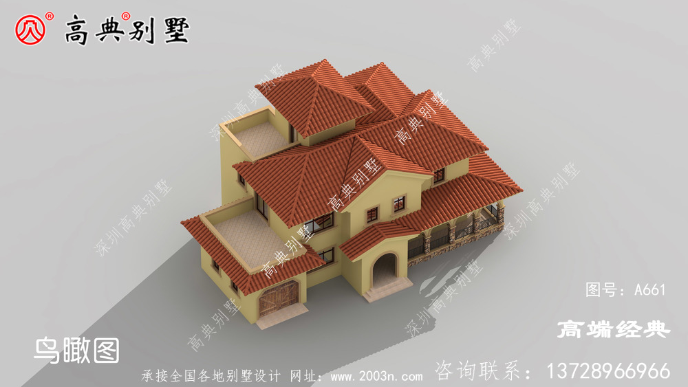 地中海風格，屋頂用橘色琉璃瓦裝飾更加有活力