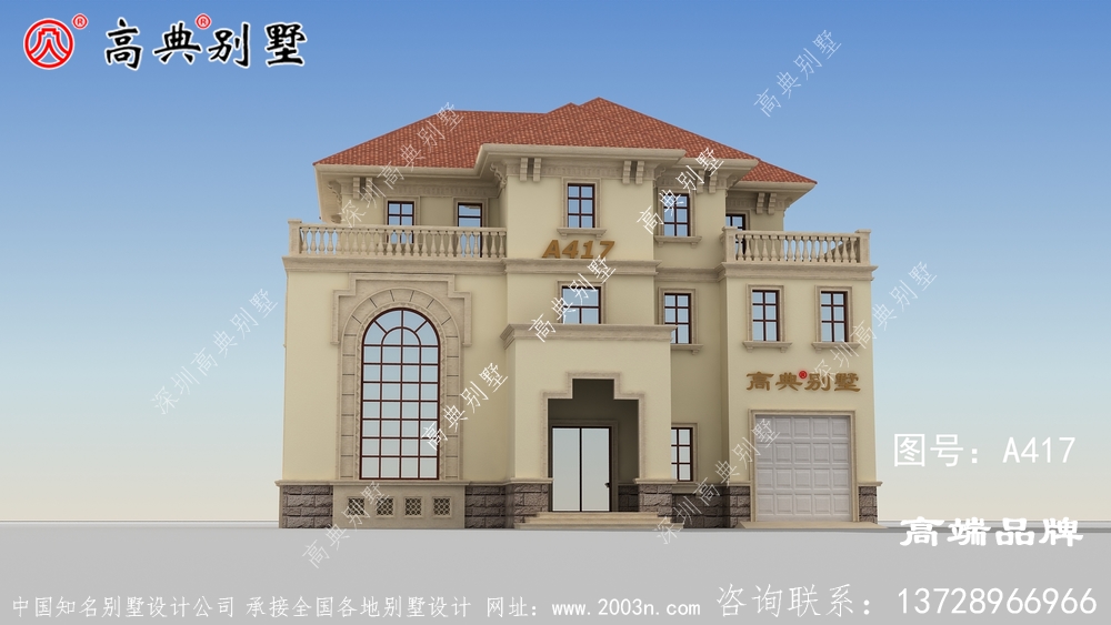 農(nóng)村三層歐式自建別墅，造型簡(jiǎn)單，布局緊湊，施工難度低