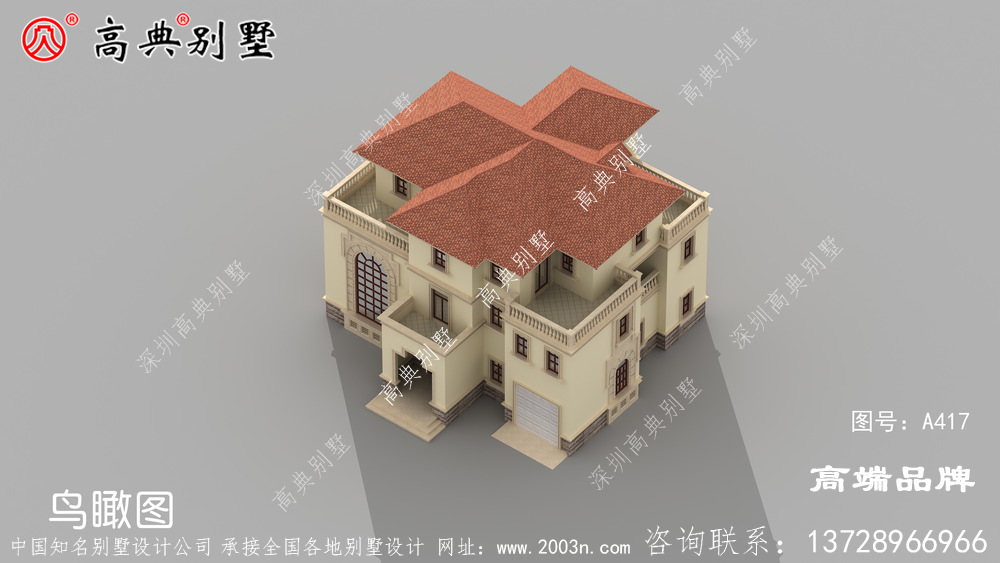 農(nóng)村三層歐式自建別墅，造型簡(jiǎn)單，布局緊湊，施工難度低