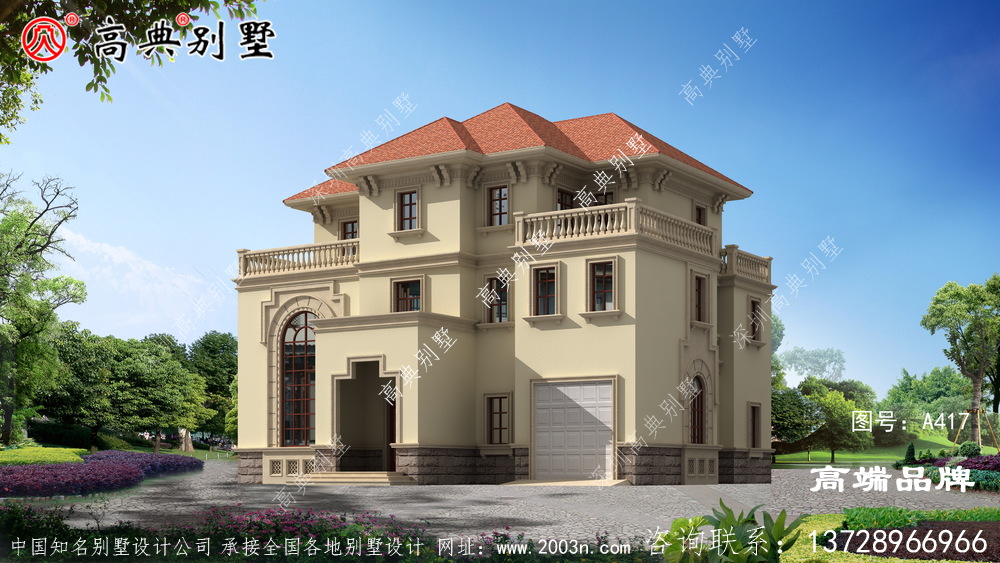 農(nóng)村三層歐式自建別墅，造型簡(jiǎn)單，布局緊湊，施工難度低