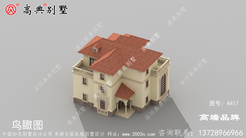 農(nóng)村三層歐式自建別墅，造型簡(jiǎn)單，布局緊湊，施工難度低